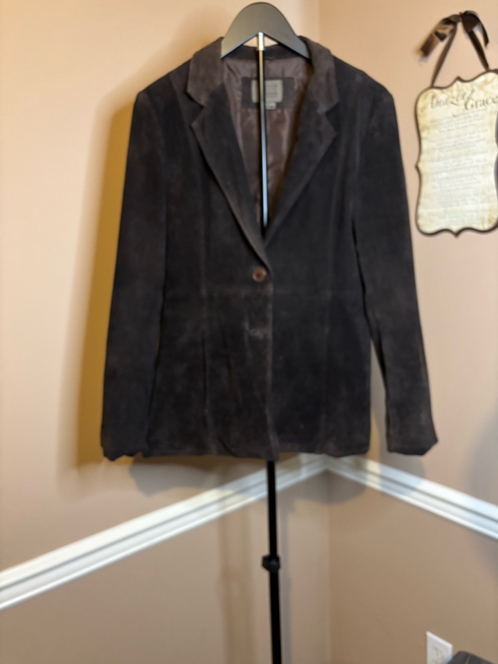 JohnPaulRichard Dark Brown Suede Buttoned Blazer